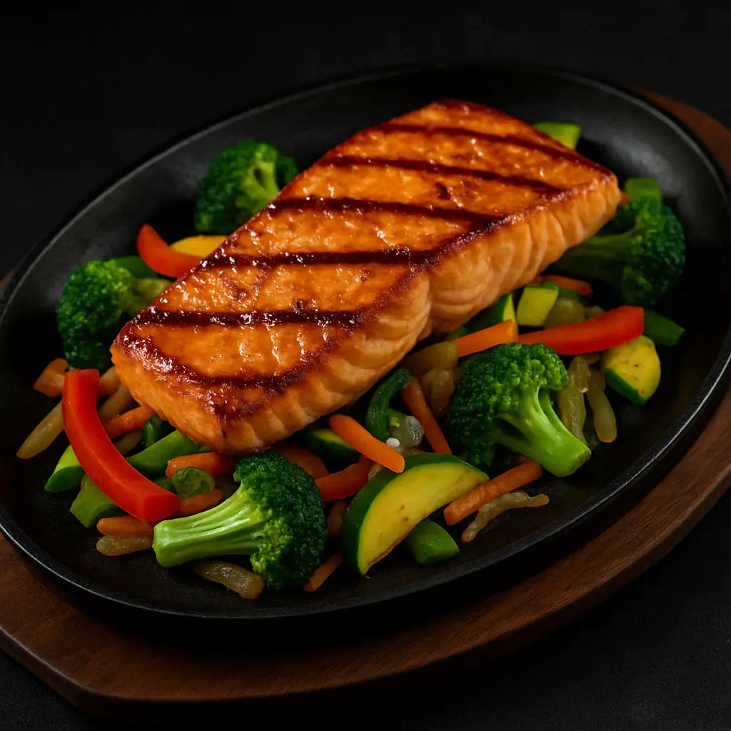 Grilled Salmon Sizzling Plates